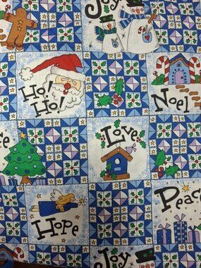 Trena's Little Bit Of Christmas Fabric, Cotton, Blue Santa Peace, 42x3.5 Yd